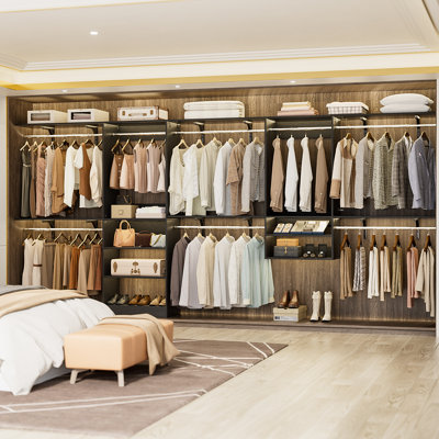 Seward 41’’-154’’ W Closet System With Shelves And 8 Hanging Rods