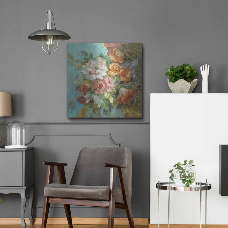 Art mural en métal luxueux «Seaside Garden 1» par Danhui Nai, H 24 po x l 24 po