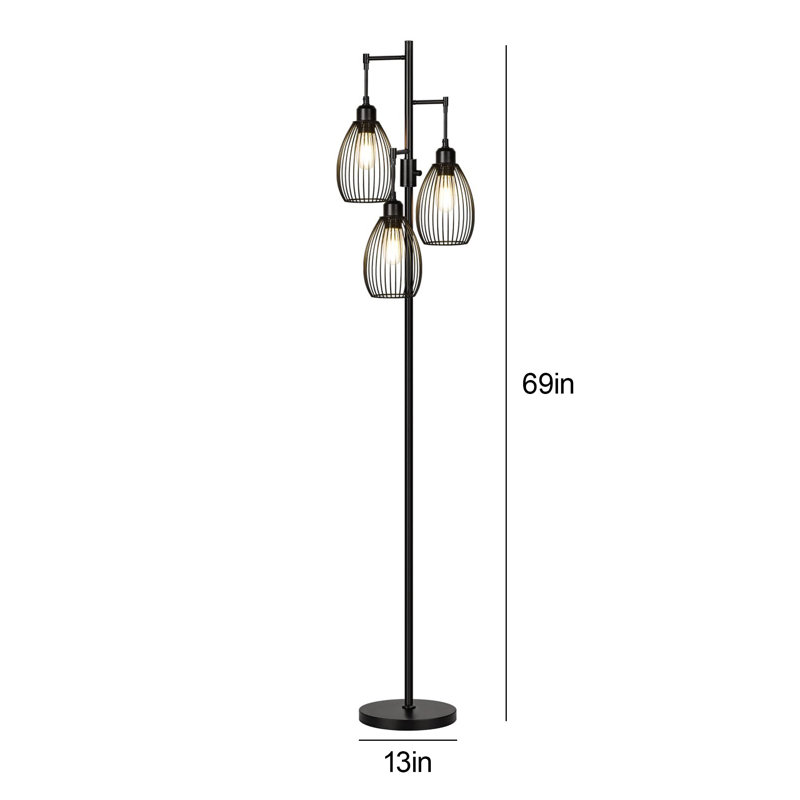 70" Modern Floor Lamp for Living Room, Black, Black