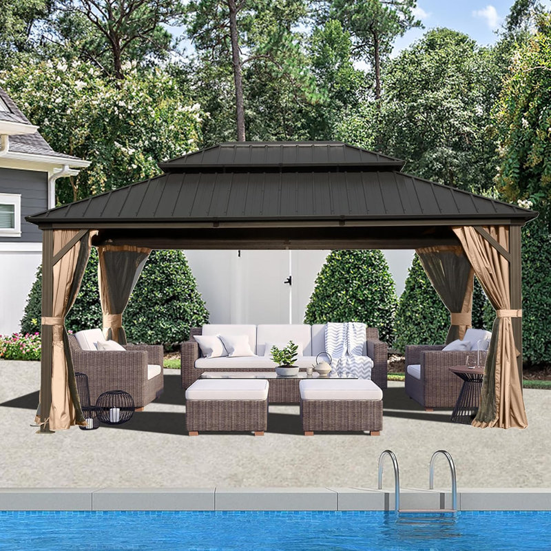 10 pi. WX 14Ft. D Pavillon de jardin en aluminium