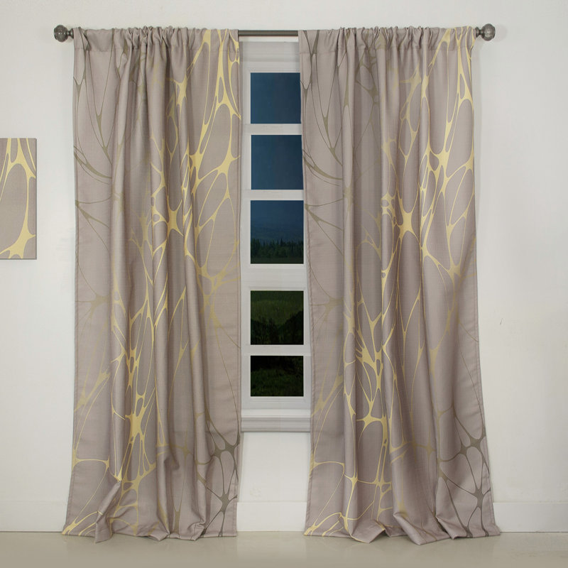 Panneau de rideau simple isolant semi-diaphane avec passe-tringle Mid-Century, l 52 po x L 63 po