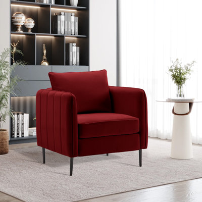 Fauteuil d'appoint en velours, fauteuil simple capitonné moderne, fauteuil rembourré confortable, fauteuil d'appoint de lecture pour le salon de la chambre à coucher
