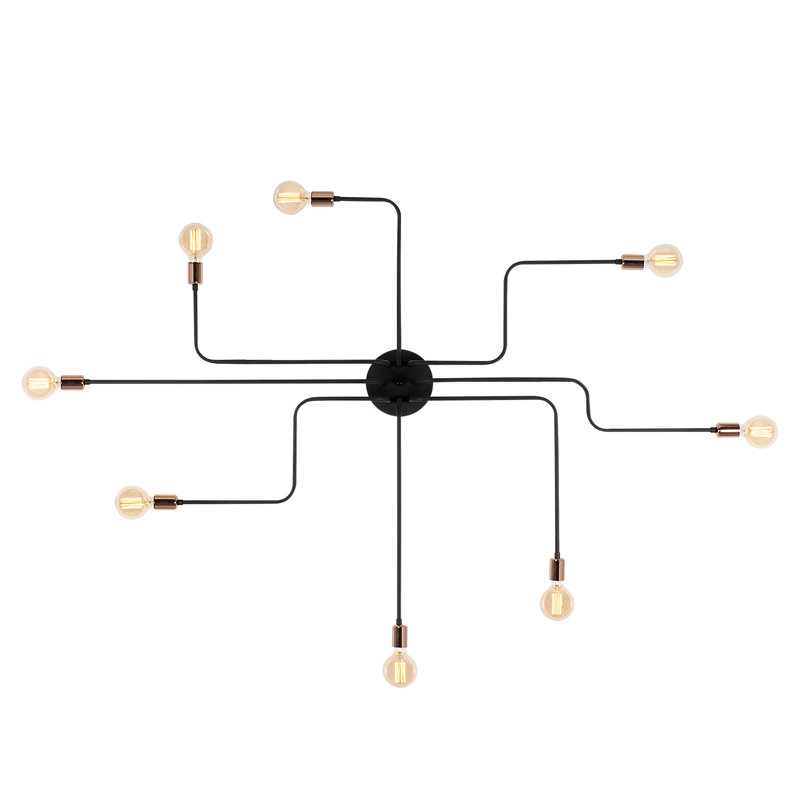 Modern Industrial Chandelier, Black Metal Body, 74.8 inches Diameter x 5.9 inches Height | 6 x E27 Max 40W Sockets | Elegant Novelty Design, Perfect for Dining Room & Living Spaces, IP20 Rated for Indoor Use