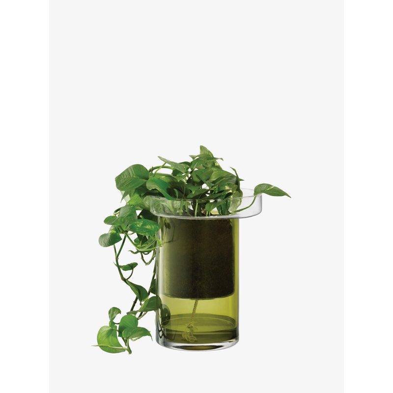 Balcony Round Glass Planter, 13.75" H x 10.25" W x 10.25" D