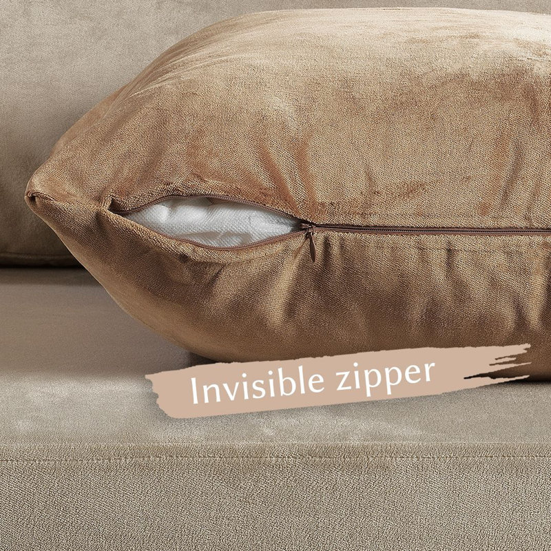 Matte Velvet Cushion Cover - 1 Pc, Antique Brass, 30cm x 30cm