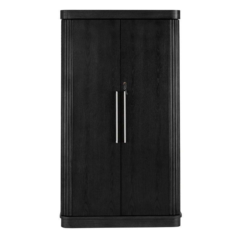 Timmerman Bar Wine Storage Cabinet With Keys And LED Lights, Black