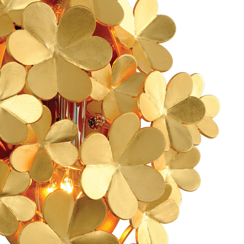 Plafonnier encastré 2 lumières Gigi, Feuille d'or