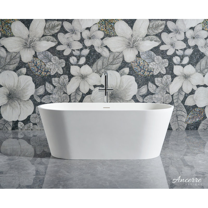 Baignoire autoportante TRANQUIL 63 po en surface solide blanche
