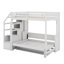 Lit double mezzanine double avec escalier de rangement et lit escamotable double avec DEL