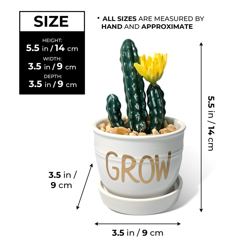 Plante artificielle en pot dans un pot de fleurs blanc, décor de mini cactus 5 po