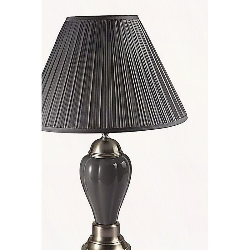 27.5" Tall Metal Table Lamp, Silver and Gray