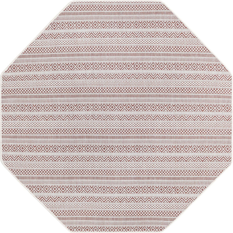 Tapis d'extérieur scintillant couleur brique, Octogone 5 pi 3 po x 5 pi 3 po