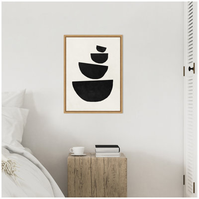 «Black Geometric Abstract 1» par juillet, reproduction d'art sur toile encadrée