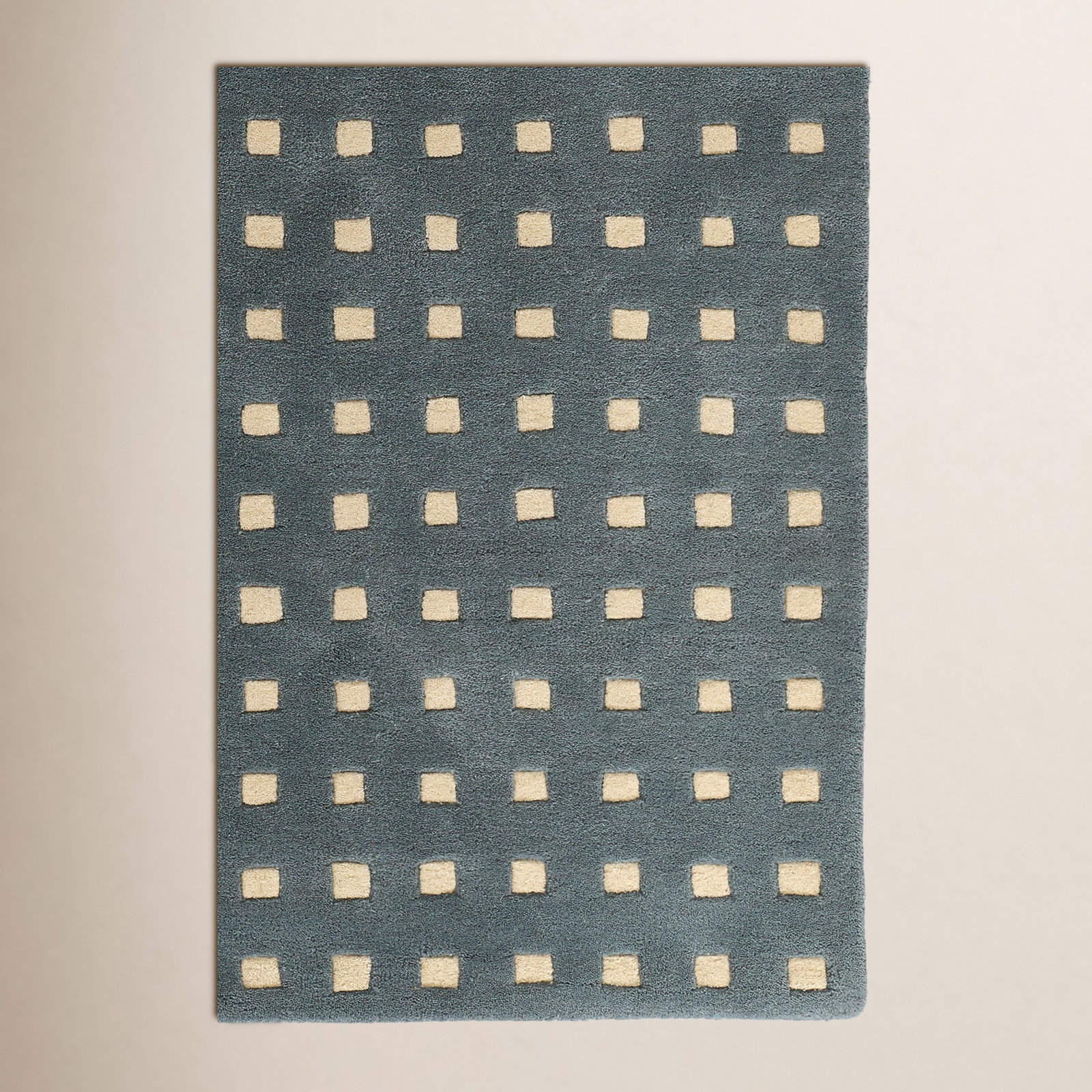 Lang Blue Hand-Tufted Geometric Wool Rug, 6' X 9'