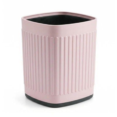 Metal Smal Bathroom Trash Can,1.8 G/ 7 L, Waste Basket, Pink | Metal Construction, Non-Slip Base, Waterproof, Sturdy and Drop-resistant, Open-Top, for Bedroom, Living Room, Office, Bathroo