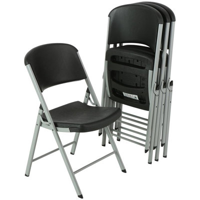 Commercial Grade Folding Chairs(4 Pack/Black/Silver)