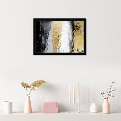 White Gold Abstract Urban Modern Framed Art Print For Living Room