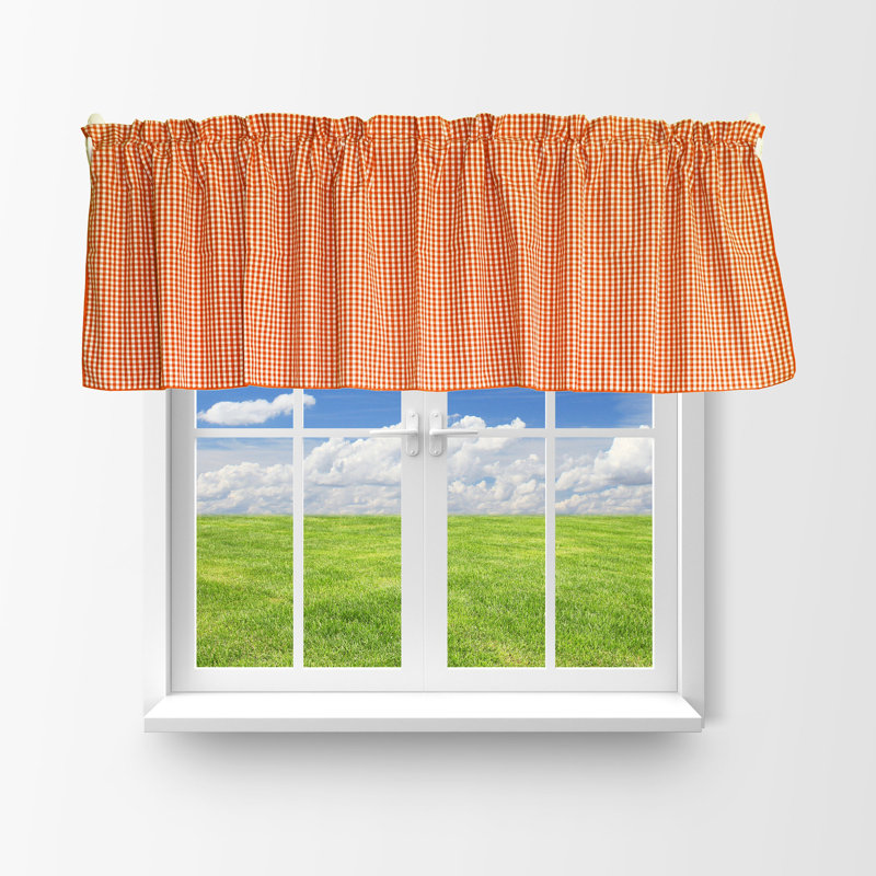 Cantonnière à carreaux Gingham, 58" W x 18" L, Orange