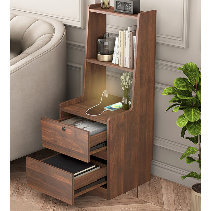 Grandes tables de chevet en bois avec armoire de rangement et bibliothèque pour la chambre à coucher