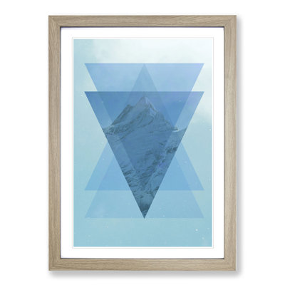 Mountain Triangles Blue - Picture Frame Painting