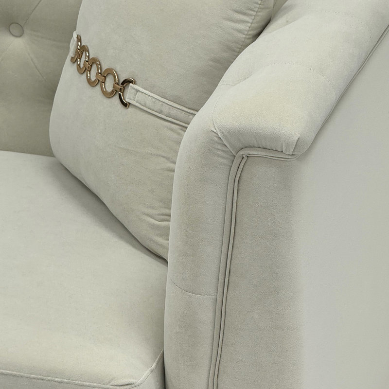 Moderne blanc crème 3 avec tissu en velours et garniture en métal doré, 2 coussins décoratifs pour pieds de style Mid-Century, espaces de vie
