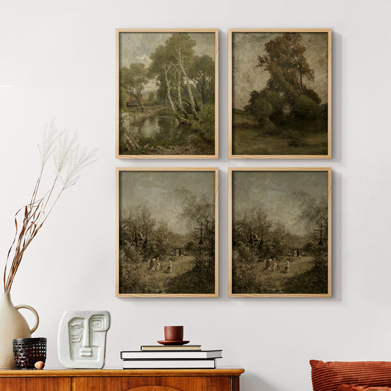 «Vintage Landscape», ensemble de 4 encadrés, Naturel, H 44 po x l 14 po