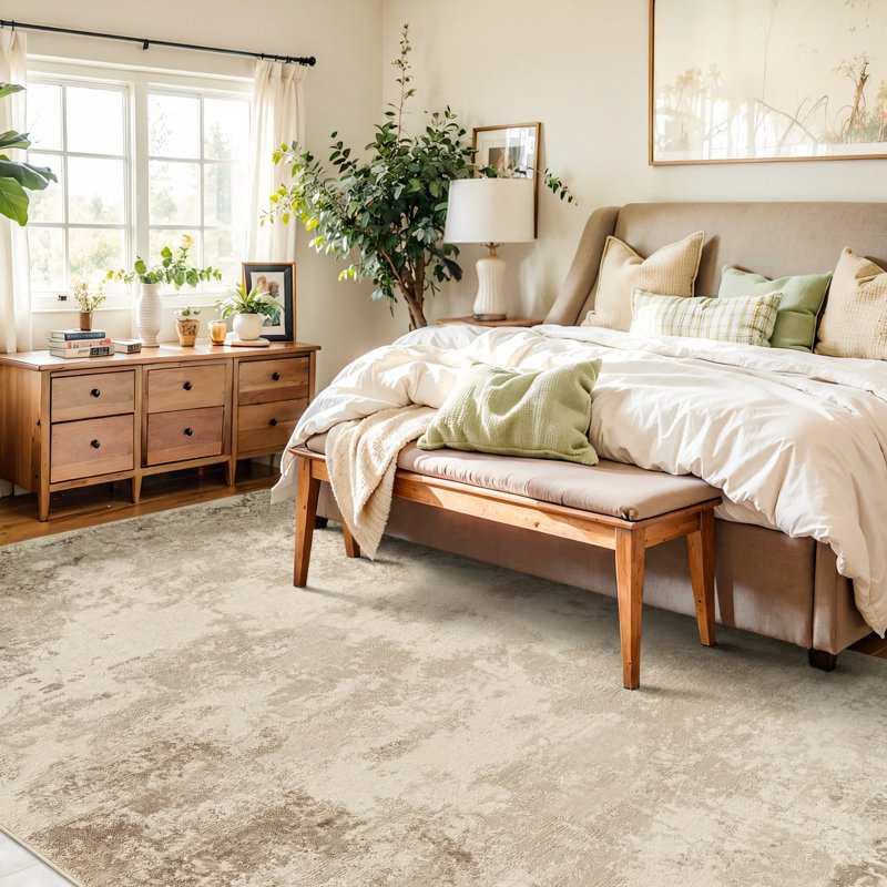 Abstract Beige Area Rug, Rectangle 160 x 220 cm