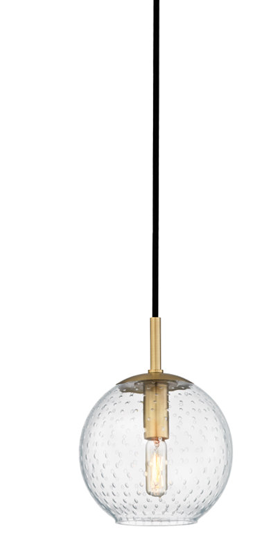 Rousseau 1 Light Pendant, Polished Chrome, Blue, 7.75" H X 6" W X 6" D