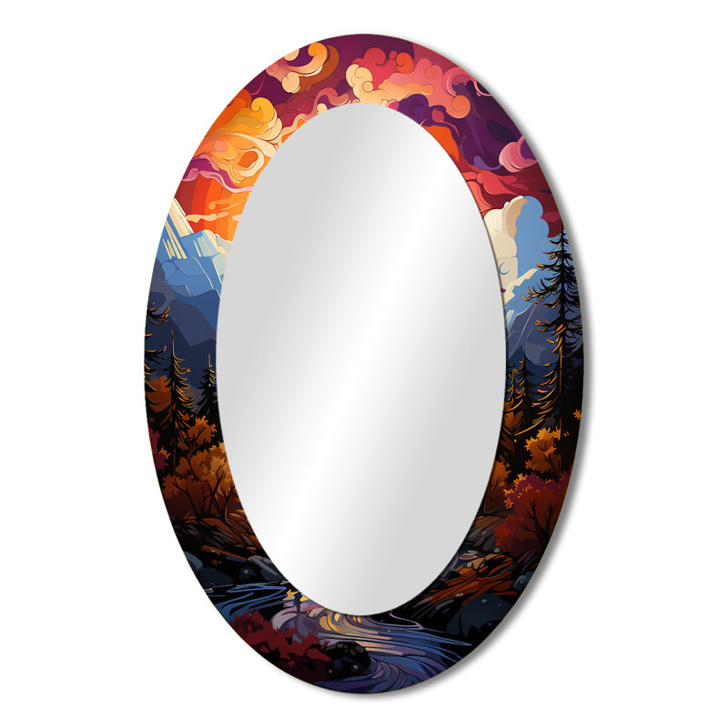 Décoration de miroir orange orange Hot Air Ballon Collage II - Orange, 36 po x 24 po