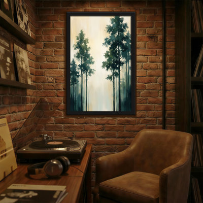 Abstract Forest Trees Misty Sky Art Print Canvas