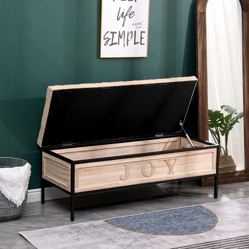 Banc capitonné de 48,42 po de largeur, Lin jaune clair
