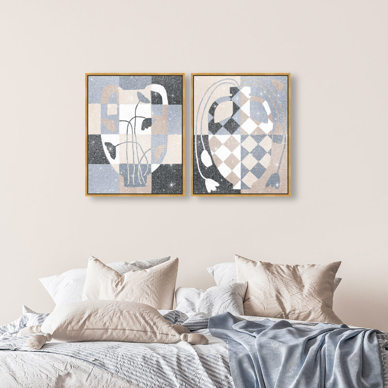 Checkered Boheme Set Set by Oliver Gal, 92"H x 74"W, Gold Floater Frame