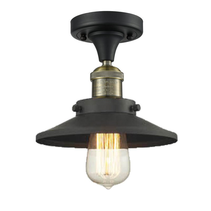Reale Semi Flush Mount, Matte Black, No Bulb Included, Black Antique Brass