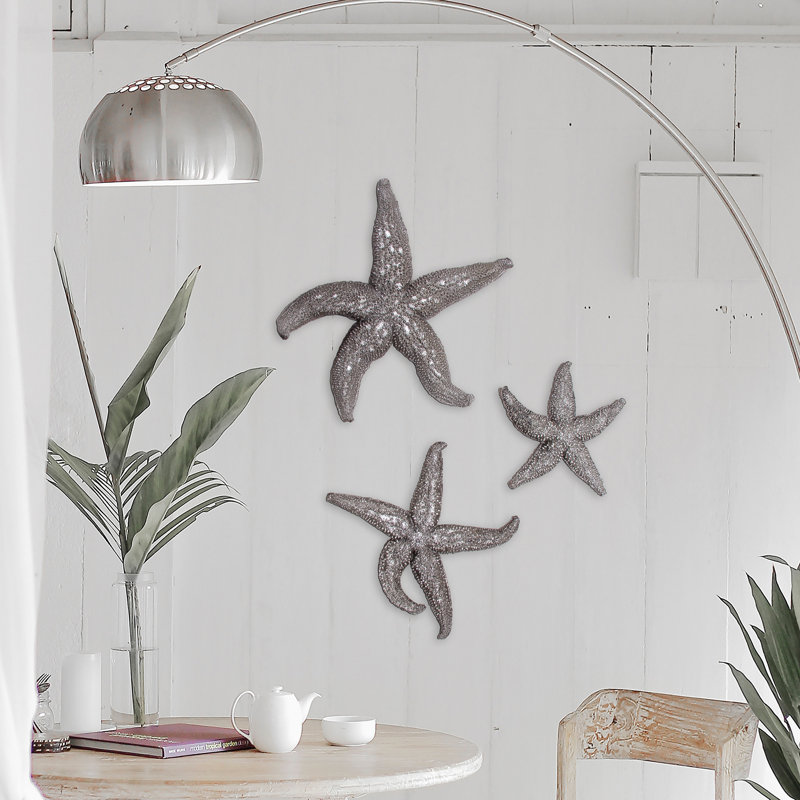 Décoration murale étoile de mer inversée étain, H 19 po x l 19 po x P 2,5 po