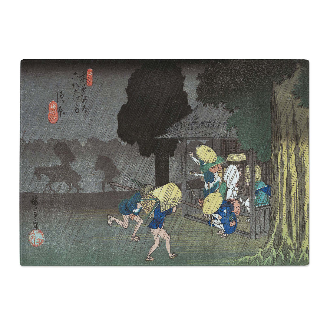 Tempered Glass Rain in Suhara by Utagawa Hiroshige Chopping Board