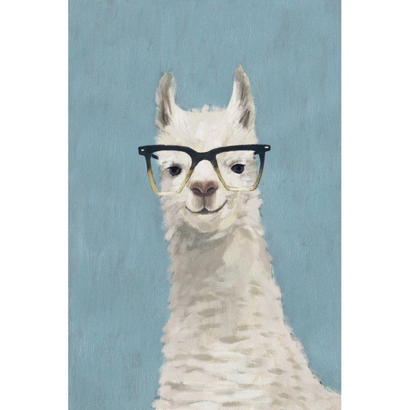 Llama Specs II by Victoria Borges - Painting on Canvas, Black Floater Framed, 122cm H x 81cm W