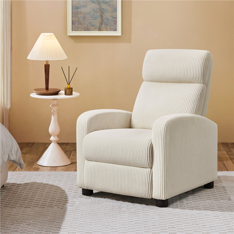 Fauteuil inclinable manuel moderne et doux au toucher, recouvert de tissu velours côtelé, Beige
