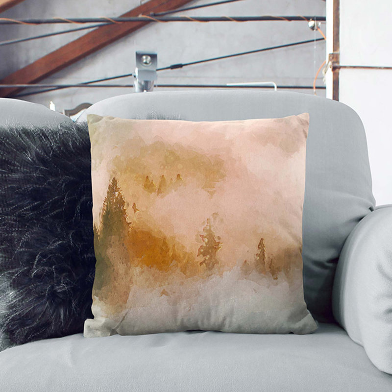 Misty Forest Cushion with Filling, 40cm H x 40cm W x 15cm D, Stone