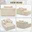 Chaise longue Masir d'intérieur avec coussins lombaires, aucun assemblage requis. Velours côtelé beige-165239625