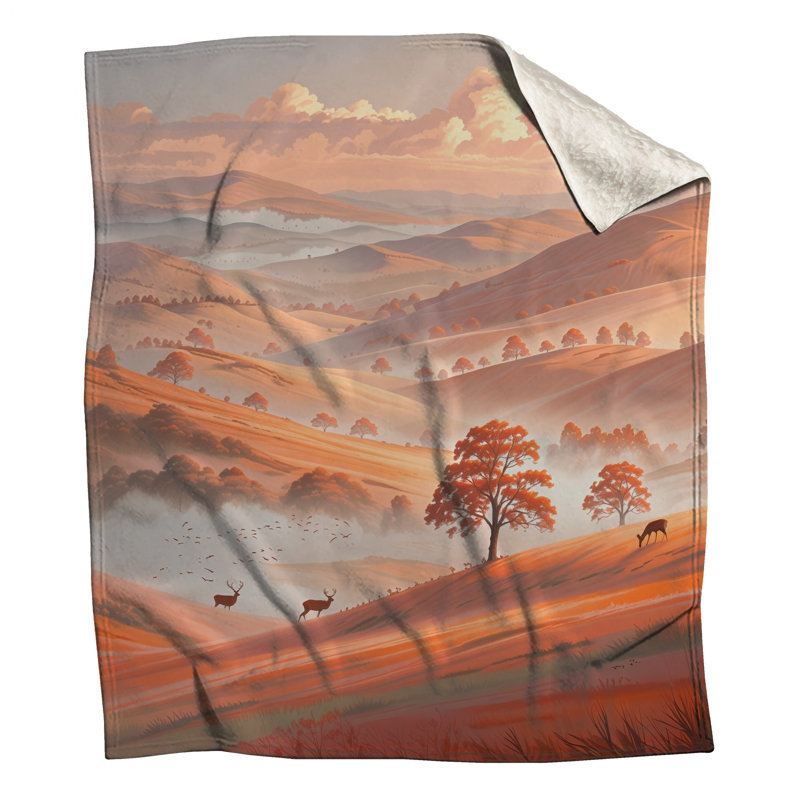 Rolling Hills avec des couvertures de cerf, 50in W x 60in H