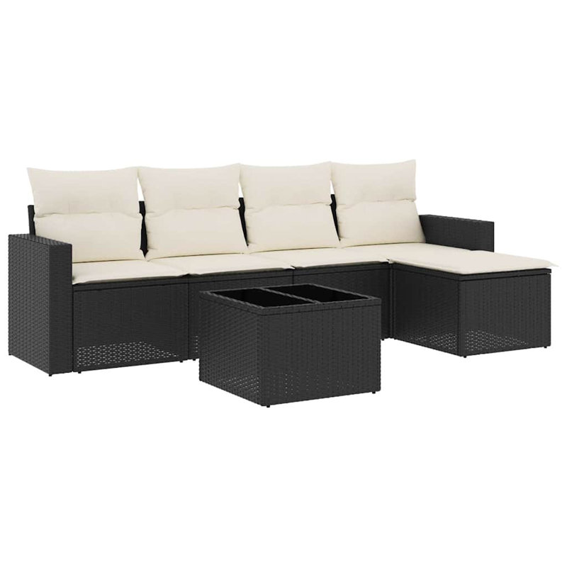 Ensemble de canapé de jardin en rotin PE noir 6 pièces Vidaxl