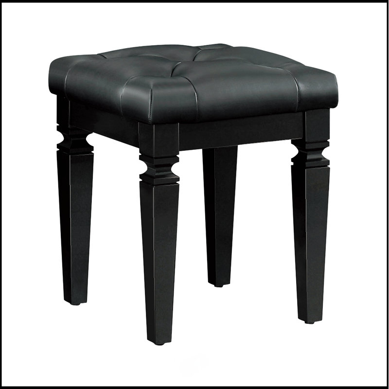 Tabouret de coiffeuse 1 pièce Modern Glam, Noir, Noir