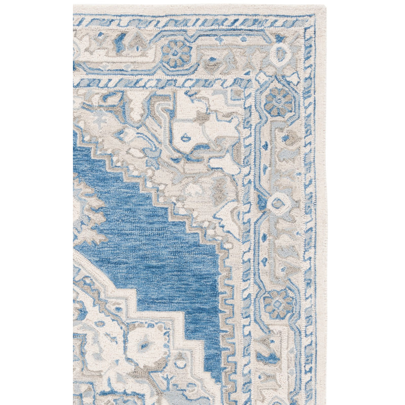 Tapis bleu marine / ivoire Metro 615, Carré 6 pi