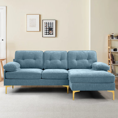 Canapé modulaire rembourré en chenille 82,7 po Rhylin, petit canapé confortable avec méridienne réversible pour espaces compacts