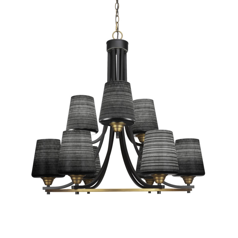 Lustre 9 lumières Michell, Blanc mat, Nickel brossé