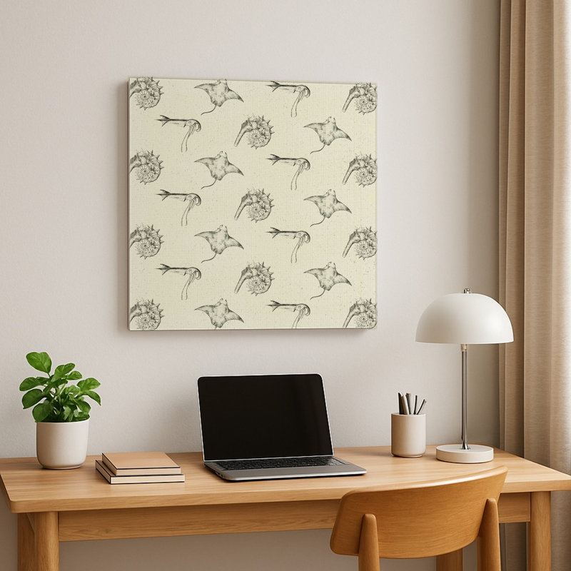 «Marine Life», motif botanique carré en métal, 32" H x 32" W