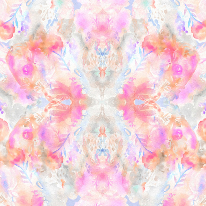 Stephanie Corfee aquarelle rosé damassé, H 36 po x l 36 po