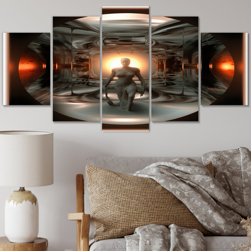 A.I. Sci-Fi Dreams Of Singularity II - Décoration murale robot - 5 panneaux