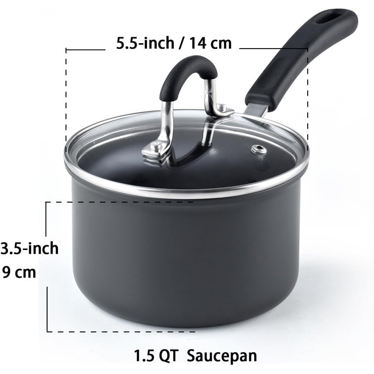Utopia Kitchen Nonstick Saucepan Set - 1 Quart and 2 Quart - Glass Lid - Use for