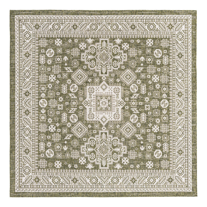 Tapis intérieur / extérieur brun Anarsja Southwestern, Carré 7 pi 10 po
